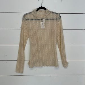 Blu Pepper Lace Turtle Neck Long Sleeve, Size L